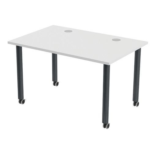 TABLE TUBO ROULETTES 120 X 80 CM BLANC ANTHRACITE - MBA