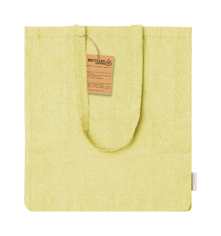 Tote bag en coton recyclé - avec soufflet et anses longues - couleur jaune - 140 g/m²_0