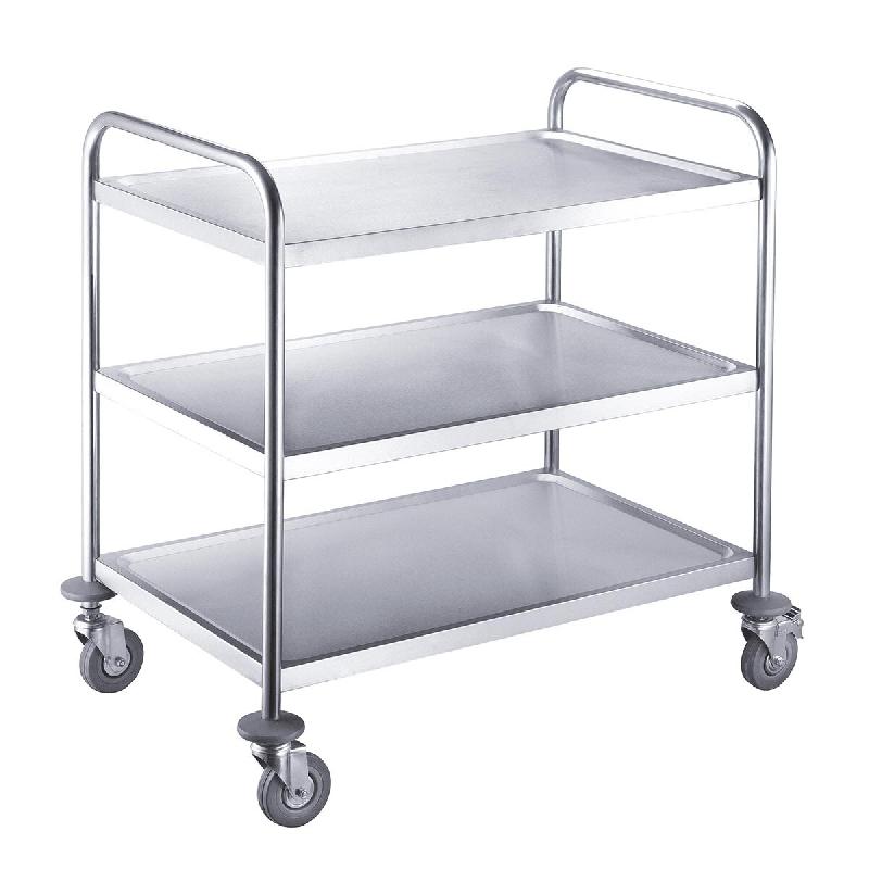 Vaiotec Chariot de service EASYLINE, acier inoxydable / 3 étagères, 860 x 540 mm - argenté inox 10273_0