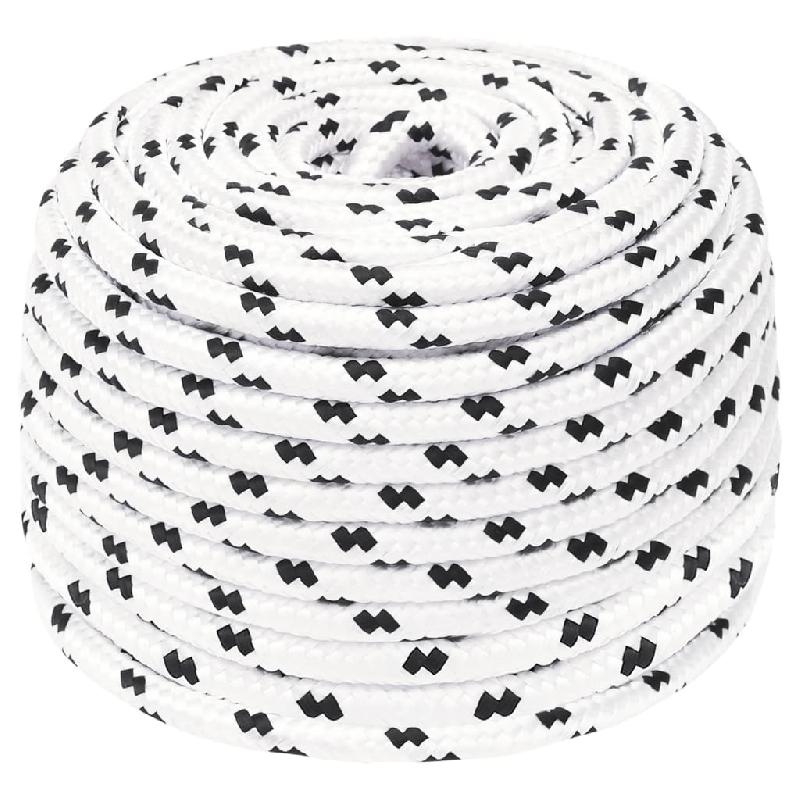 Vidaxl corde de bateau tressé blanc 8 mmx100 m polyester 152768_0