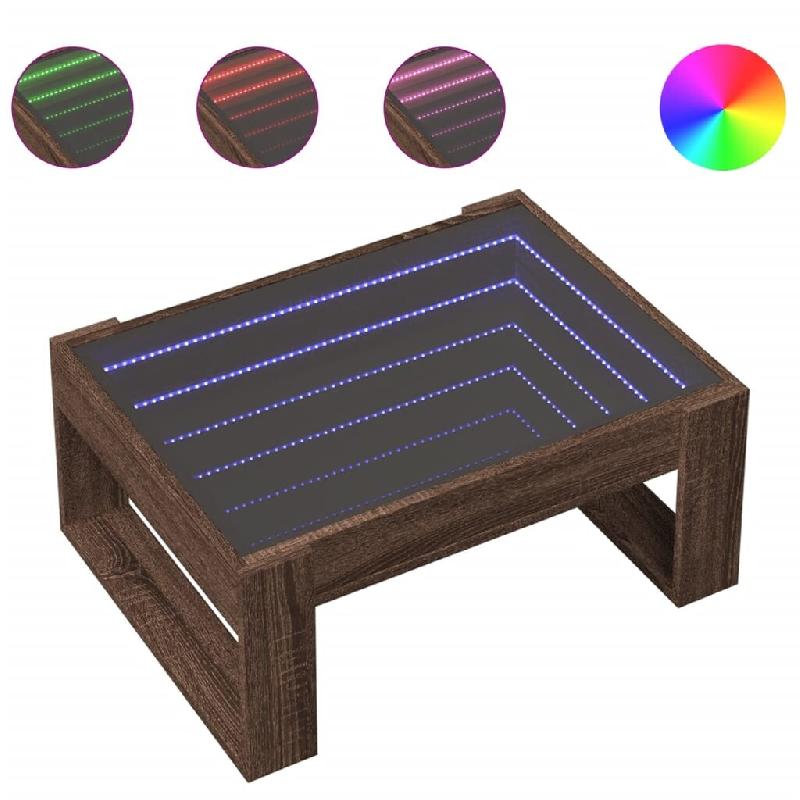 VidaXL Table basse avec LED infini chêne marron 70x53x30 cm Modèle Terra Métal - 847636_0