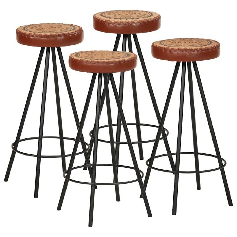 VidaXL Tabourets De Bar Lot De 4 Cuir Véritable - 245448_0