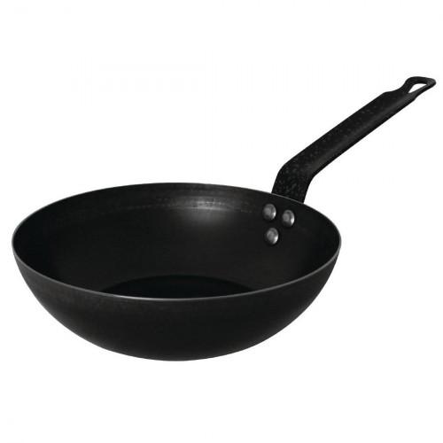 WOK EN FER NOIR PROFESSIONNEL VOGUE - 280 MM DE DIAMÈTRE