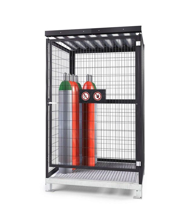 256858w - Local pour bouteilles de gaz GSN 1.15 - acier robuste, parois grillagées, stockage de 25 bouteilles de 50L_0