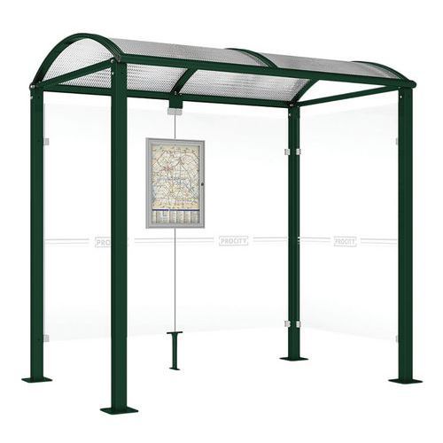 ABRI BUS VOÛTE 2.50 M - 1 BARDAGE LATÉRAL - VERT 6005 - PROCITY