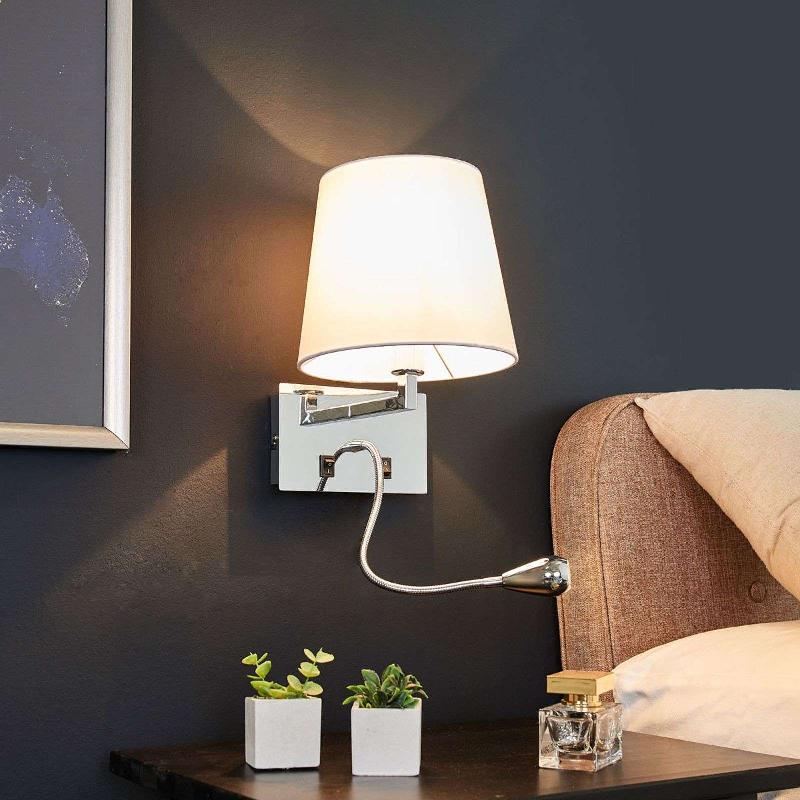 LINDBY APPLIQUE MURALE EN TISSU LEONELLA AVEC LAMPE DE LECTURE LED
