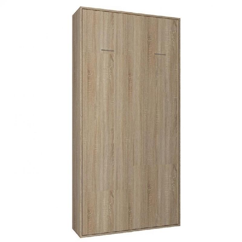 Armoire lit escamotable SMART-V2 chêne - Couchage 90x200 cm - Ultra-plate et gain de place_0