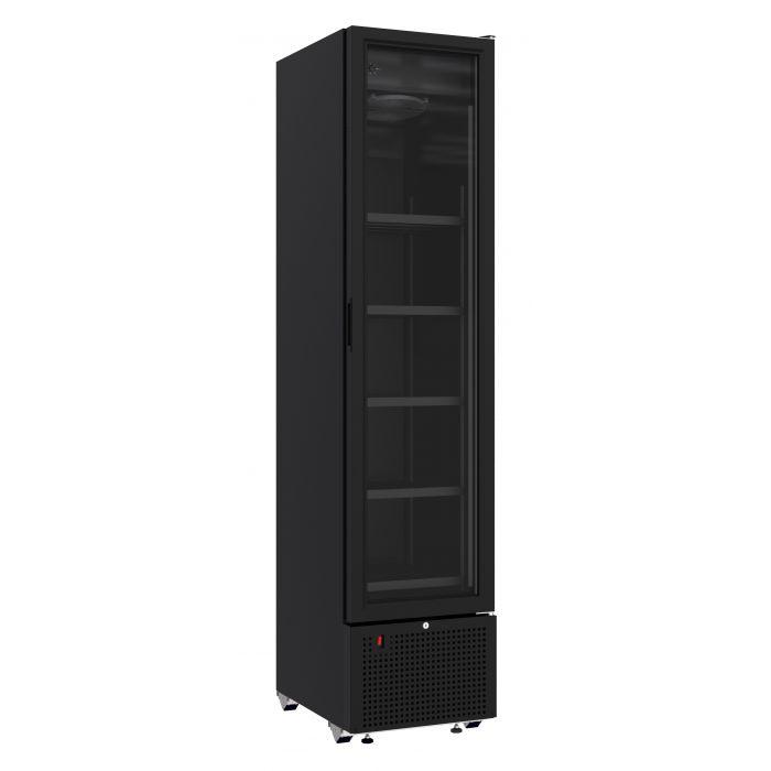 Armoire réfrigérateur professionnelle slim noir une porte vitrée 348 litres - 7464.0210_0
