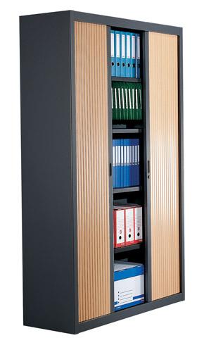 ARMOIRE À RIDEAUX DÉMONTABLE DÉCOR H 200 X L 120 CM CORPS ANTHRACITE / RIDEAUX HÊTRE