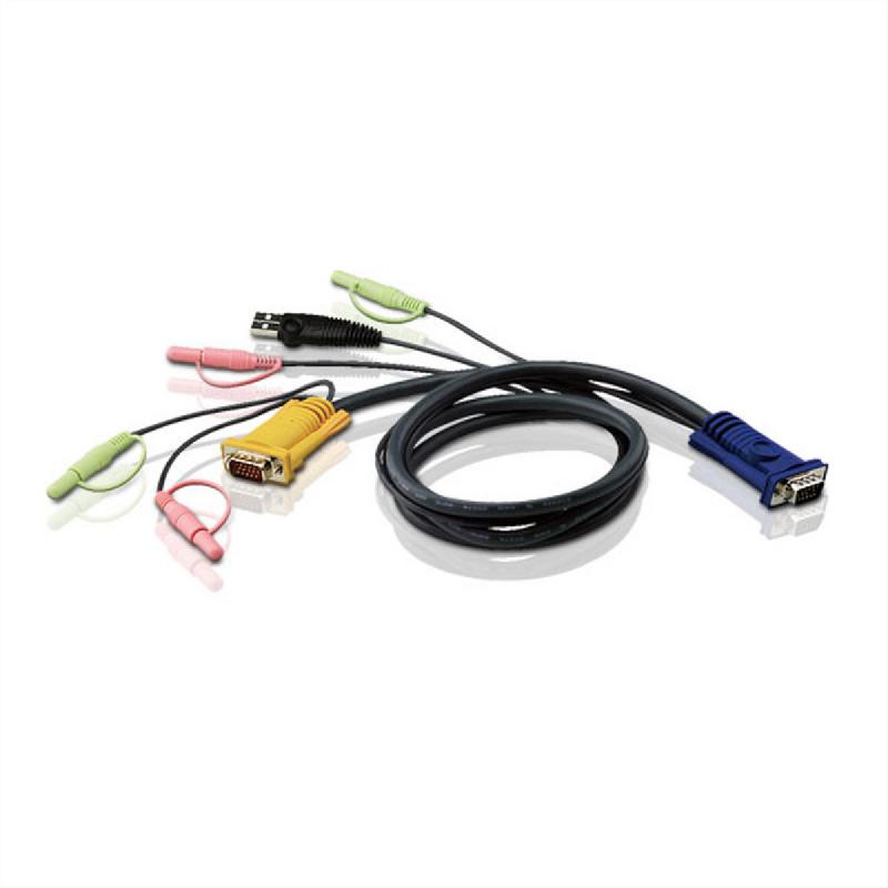 Aten 2l-5305u câble kvm vga, usb et audio, noir, 5 m_0