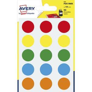 Avery sachet de 90 pastilles ø19 mm. Ecriture manuelle. Coloris assortis._0