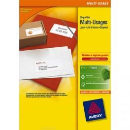 AVERY BOITE DE1400 ÉTIQUETTES BLANCHES MULTI USAGES 105X42.3MM - POUR LASER. JET D'ENCRE ET COPIEUR
