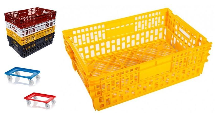 Bac empilable et emboitable en plastique alimentaire - 60 x 40 cm - hauteur 20 cm - 37L - fond et parois ajourés_0