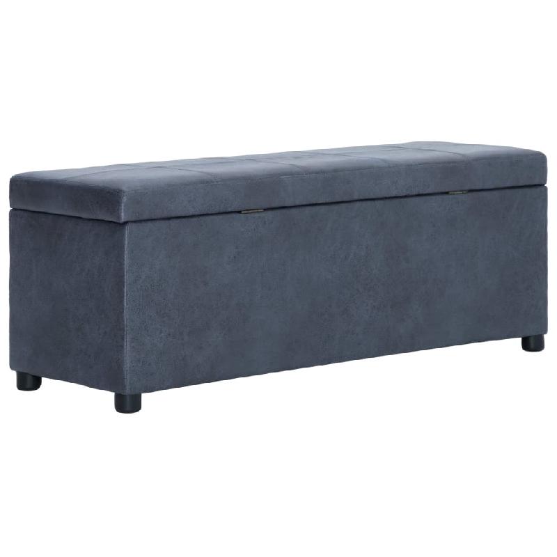 BANC BANQUETTE AVEC COMPARTIMENT DE RANGEMENT 116 CM GRIS SIMILICUIR DAIM 02_0010758_0