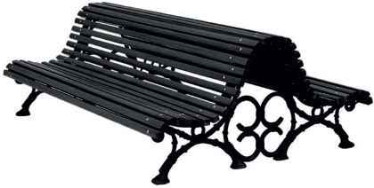 Banc double PRIVAS en bois de Guinée et fonte ductile - Réf. 1125 - Pieds en fonte GGG-40_0