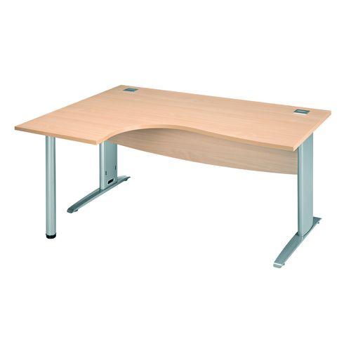 BUREAU COMPACT EXCELLENS L 160 CM HÊTRE RETOUR À GAUCHE PIÉTEMENT ''L'' MÉTAL ALU