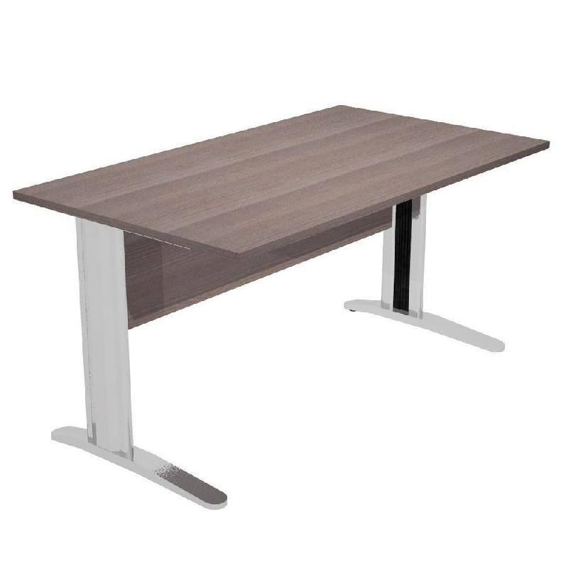 BUREAU DROIT PRONTO PRESTIGE - L.160 X P.80 CM - PLATEAU CENDRE - PIED L CHROME