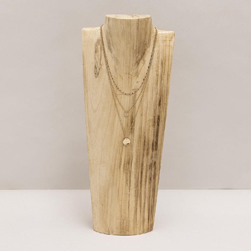 Buste colliers en bois naturel H 50cm_0