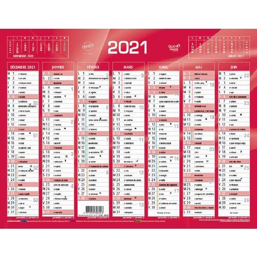 CALENDRIER BANQUE - ROUGE - 27X21CM - QUO VADIS