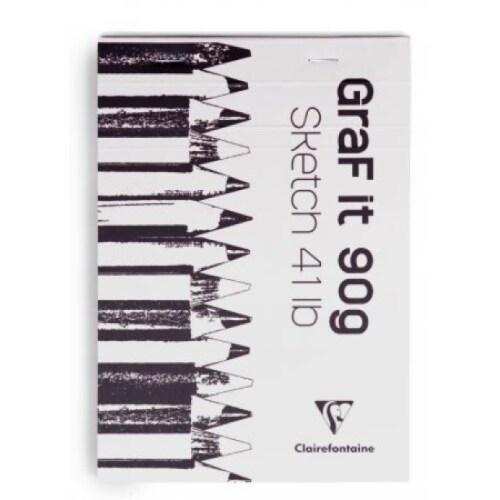 Clairefontaine Lot de 10 Bloc agrafé GRAF IT de 80 feuilles de papier croquis blanc, 90 g/m², A5, couverture blanche - 3329680966701_0