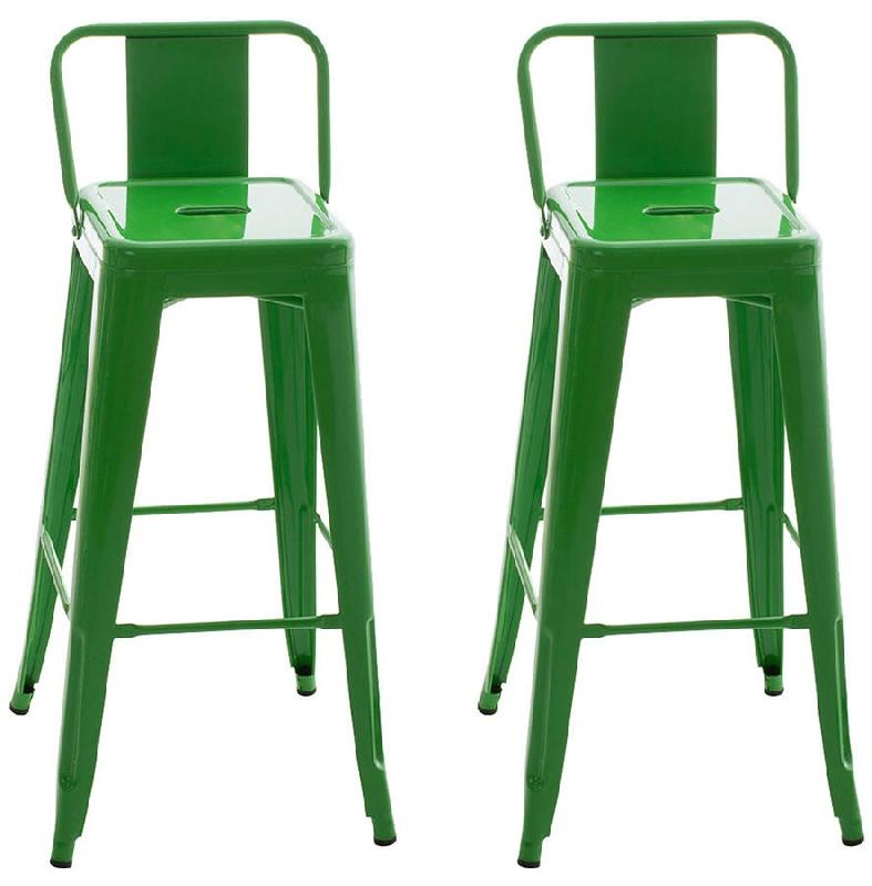 CLP Lot de 2 Tabourets de bar Mason Vert - vert métal 307507_0