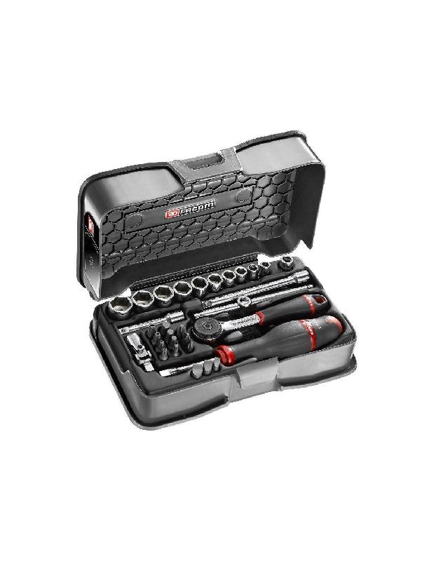 COFFRET DOUILLES 1/4'' 6 PANS MÉTRIQUES ET EMBOUTS 31 PIÈCES - FACOM - R.161-5P6