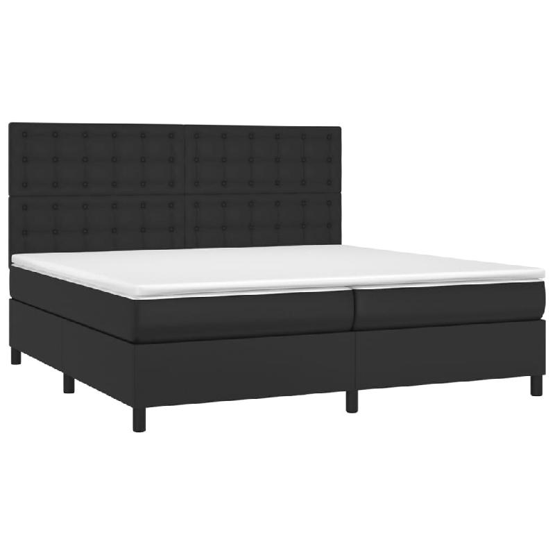 Décoshop26 - Cadre de lit LED avec sommier tête de lit matelas 200x200cm synthétique noir TDL0209135 - noir 3001676147768_0