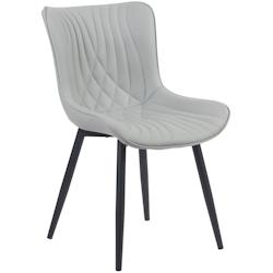 Décoshop26 - Chaise de salle à manger x1 coutures décoratives en PVC gris et pieds en métal noir 10_0002181 - gris 3000250877718_0