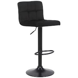 Décoshop26 - Tabouret de bar en velours noir avec pieds en métal noir assise rembourée repose-pieds pivotant TDB10179 - noir 3000896769606_0