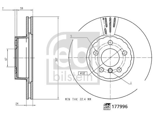 Disque de frein ventilé FEBI BILSTEIN 177996 - côté avant - boîte de 1 disque_0