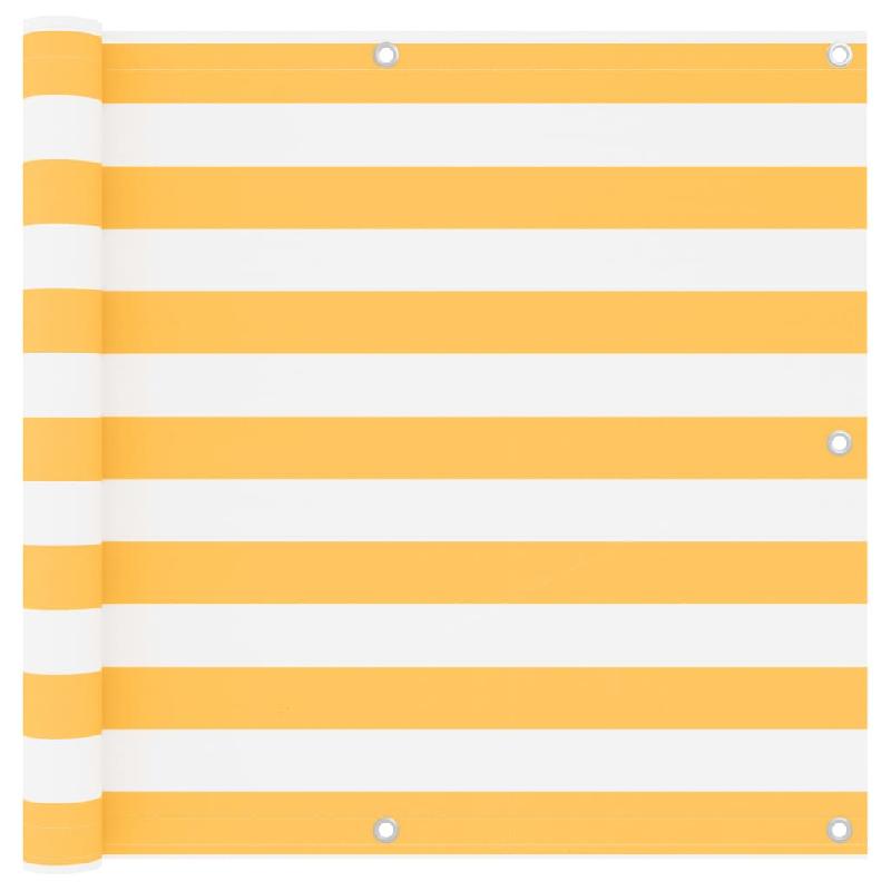 Écran de balcon brise-vue - Protection confidentialité 90x500 cm - Tissu Oxford blanc et jaune - Réf : 02_0010084_0