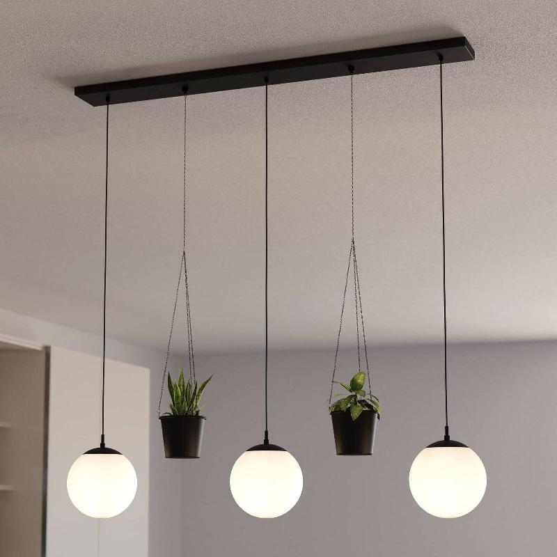 EGLO SUSPENSION RONDO 3 POT FLEURS À 3 LAMPES NOIRE
