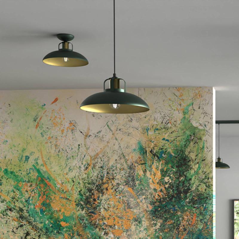 EKO-LIGHT SUSPENSION FELIX, VERT/DORÉ, À 1 LAMPE