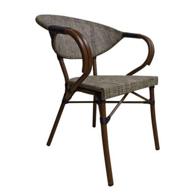 Emh Chaise de terrasse professionnelle Moka empilable – aluminium et textilène – usage chr intérieur/extérieur - aluminium BISCHMOKAGRISCLAIR_0