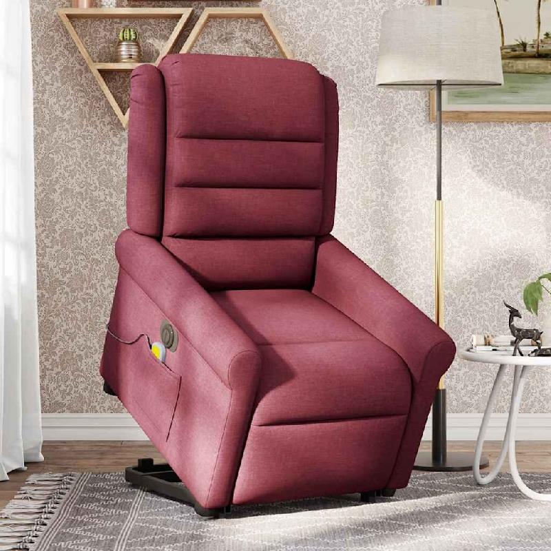 Fauteuil inclinable de massage électrique Rouge bordeaux Tissu Modèle Verdelion - 8721102963292_0