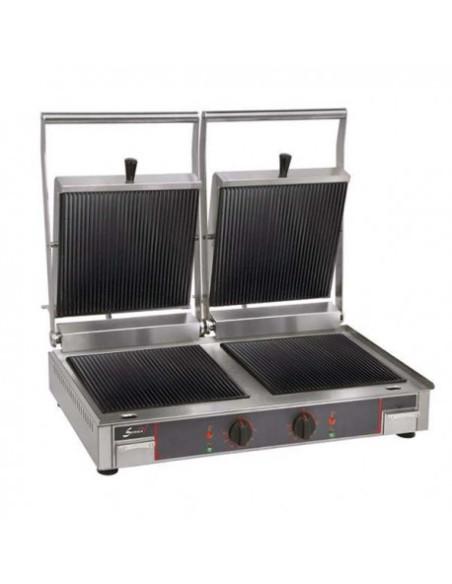 Grill panini SOFRACA double en vitrocéramique - Plaques rainurées électriques - Référence : 10232VRR_0