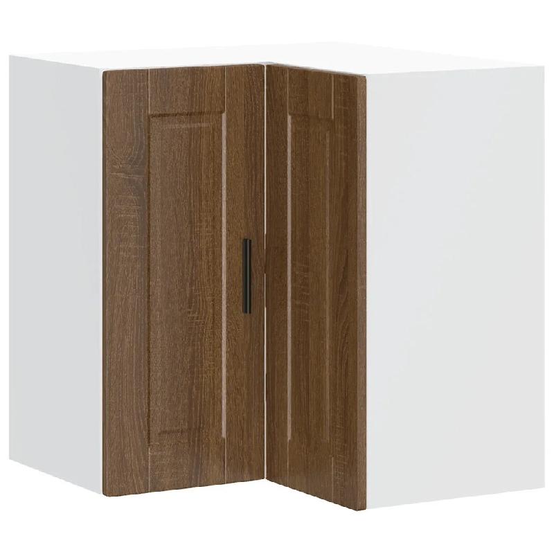 Helloshop26 - Armoire d'angle murale de cuisine design fonctionnelle rangement 57 x 57 x 60 cm en bois d'ingénierie chêne marron 02_0050409 - marron_0