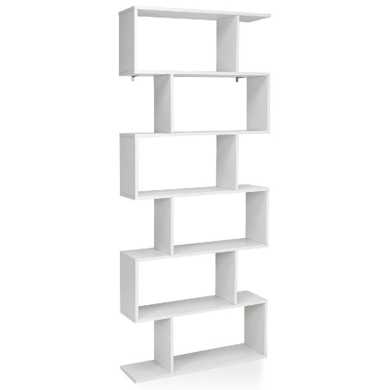 Helloshop26 - Bibliothèque en forme de S 80 x 23 x 191 cm rangement spacieux pour salon bureau décoration moderne en bois blanc 20_0010758 - 3000226_0