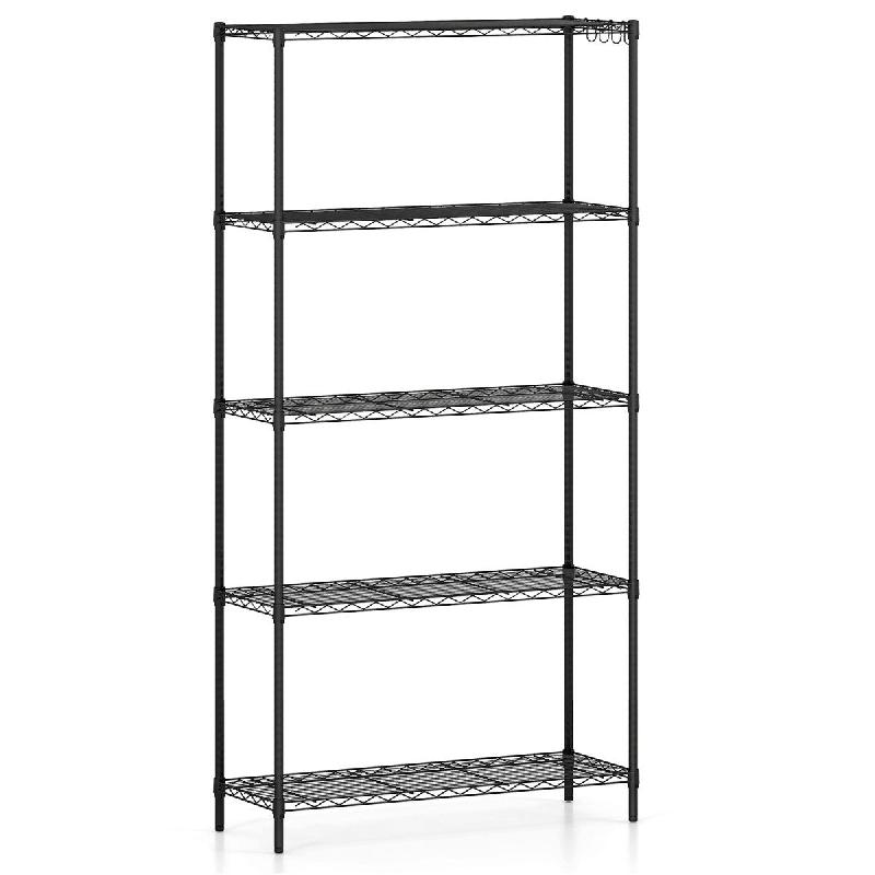 Helloshop26 - Étagère utilitaire 91 x 35 x 182 cm 5 niveaux réglables robustesse garantie ambiance moderne en métal noir 20_0020099 - 3000233304767_0