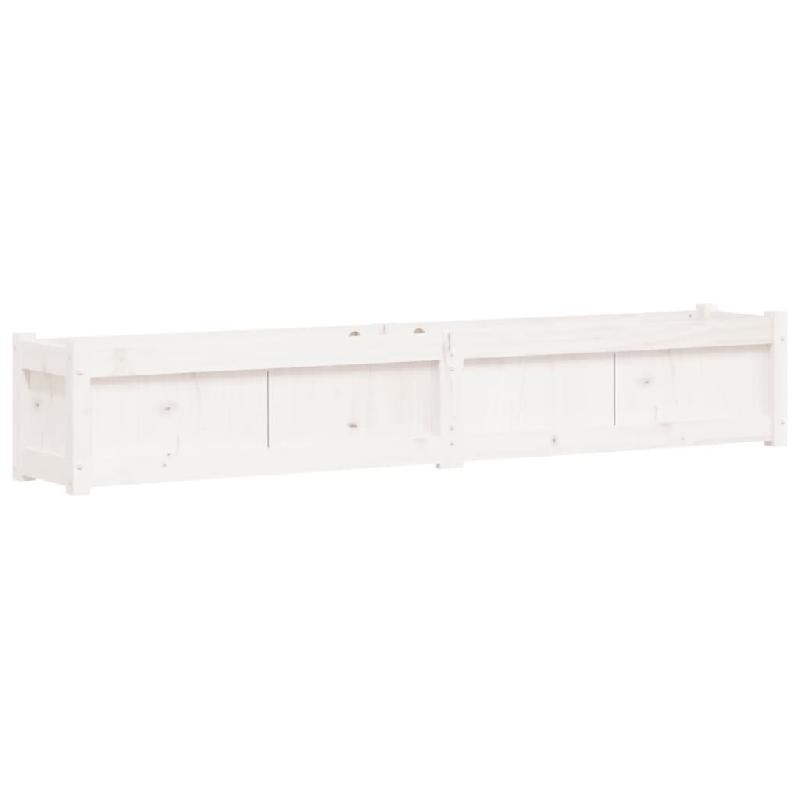 Helloshop26 - Jardinière bac lit surélevé plantes fleurs terrasse jardin 180 x 31 x 31 cm bois de pin massif blanc 02_0037471 - blanc Bois massif 3_0