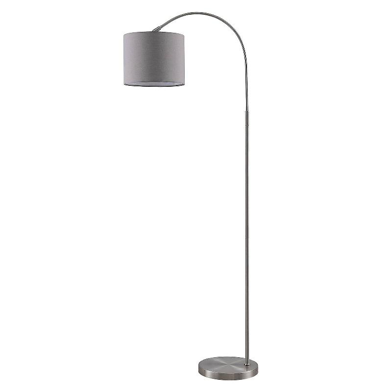 LINDBY LAMPE SUR PIED KERIBA, NICKEL/TAUPE, TISSU, 150 CM, E27