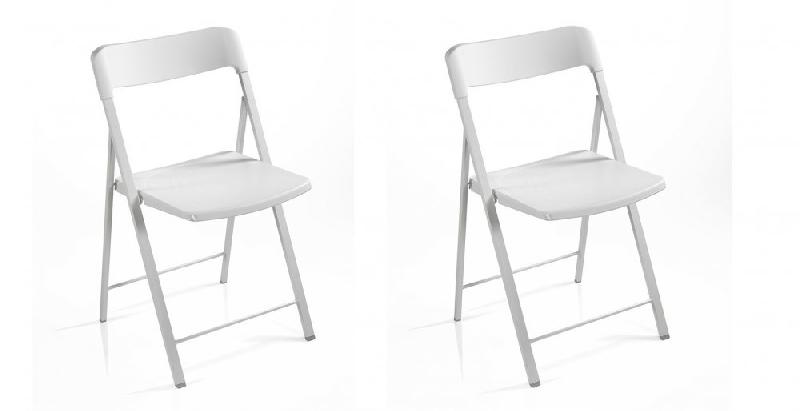 Lot de 2 chaises pliantes KULLY blanches - design épuré, structure acier et assise polypropylène_0