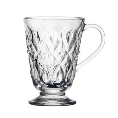 MUG À ANSE EN VERRE PRESSÉ TRANSPARENT 26.5 CL MOTIF AMANDES - LOT DE 6 - LA ROCHÈRE - LYONNAIS