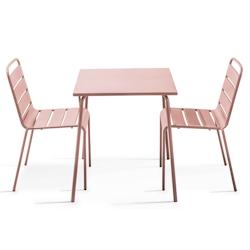 Oviala Business Ensemble table de jardin carrée et 2 chaises Rose poudré - rose acier 114638_0