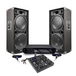 Pack Sono Enceintes 4000W + Mini table de mixage 4 canaux USB MP3 Effets Sound + Ampli AX 3000W - 3701123905957_0