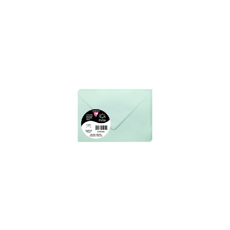 PAQUET DE 20 ENVELOPPES POLLEN 75X100MM 120G/M² - VERT JADE - LOT DE 4