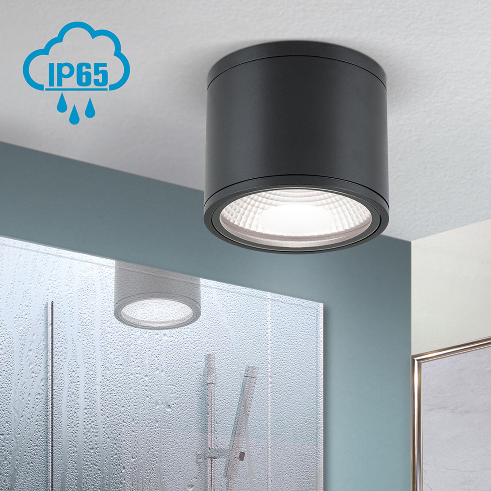 ORION SPOT PLAFOND LED SPUTNIK IP65 Ø 14,5 CM NOIR