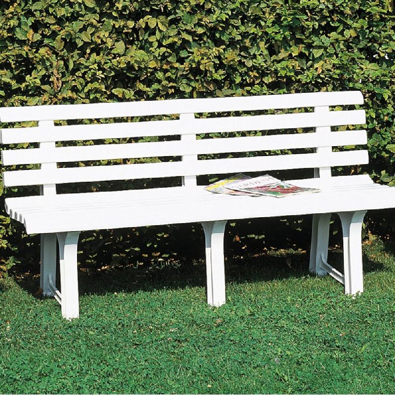 PROGARDEN Banc de Jardin Blanc 145x49xH74cm - Banc Exterieur Polypropylène Résitant UV Camping, Terrasse, Jardin Orchidea - blanc plastique polyprop_0