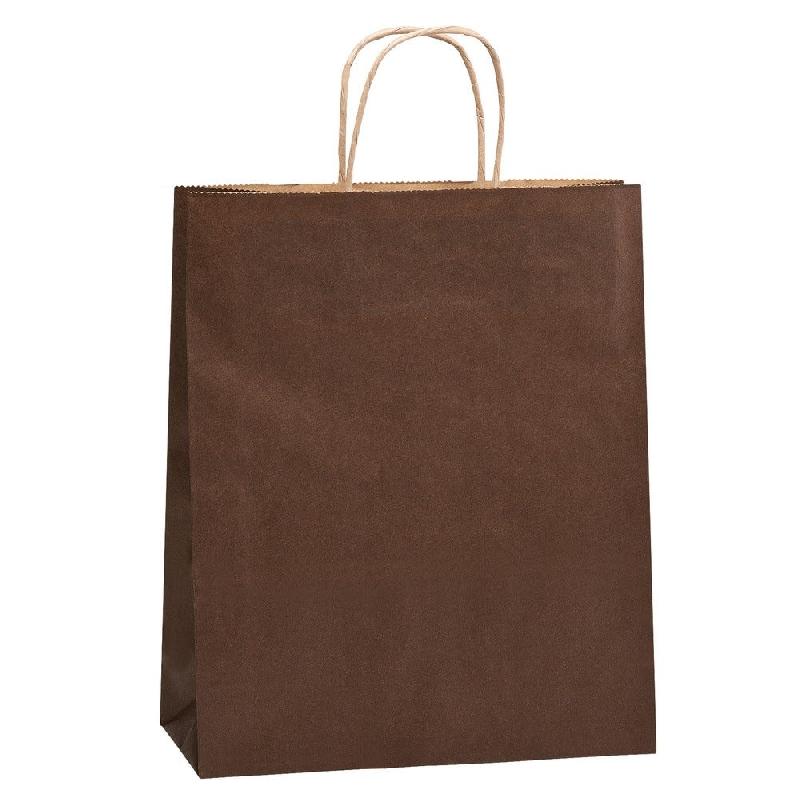 Sac kraft vergé poignées torsadées chocolat 18+8x21cm - par 50_0