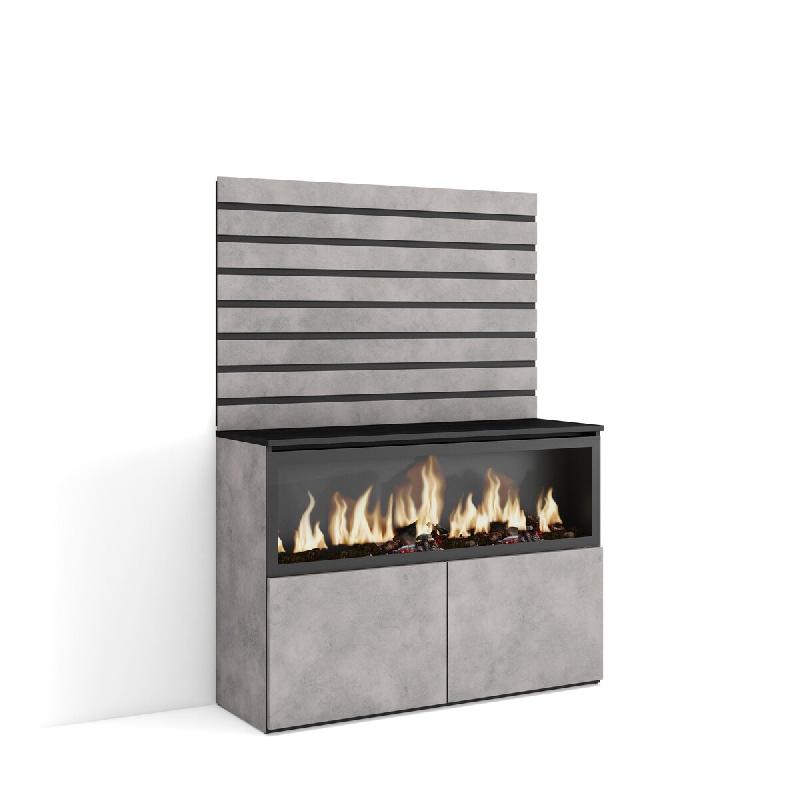 SKRAUT HOME Buffet, Bahut, 107x145x35 cm, Chambre à coucher, pièce, Cheminée électrique XXL, Ciment - gris Bois manufacturé 447_9_0
